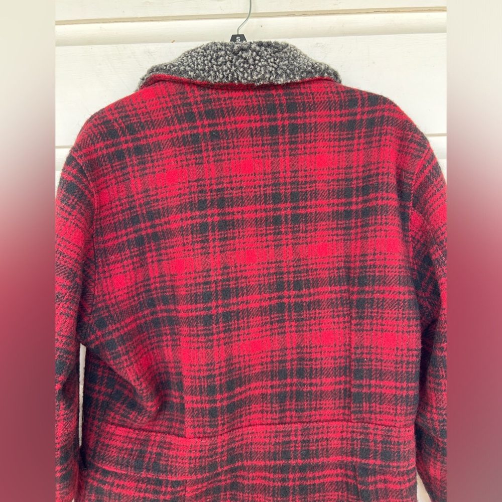 Woolrich Woman’s Red & Black Plaid Full Zip Wool Jacket with Pockets Size Small - Picture 4 of 7